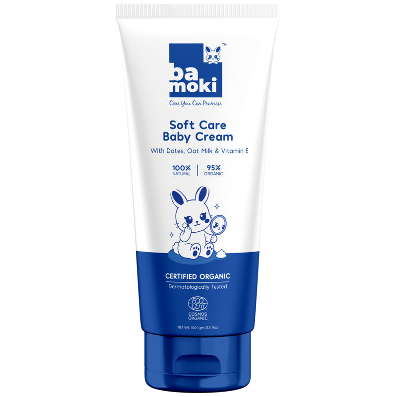 Bamoki™ Soft Care Baby Cream with Dates, Oat Milk & Vitamin E | 100% Natural, 95.6% Organic, 100g