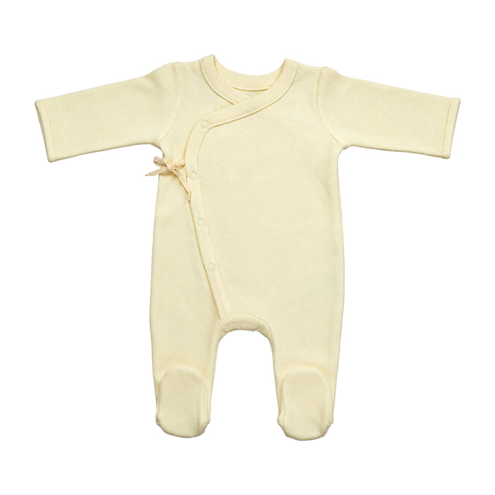 Bamoki™ 240 GSM GOTS Organic Cotton Waffle Kimono Footed Sleepsuit for Newborn Boys & Girls