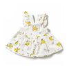 Bamoki™ Organic Cotton Baby Girl Floral Frock & Bloomer Set – GOTS Certified Summer Dress for Infants | Yellow Flower Print