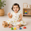 Bamoki™ Organic Cotton Baby Girl Floral Frock & Bloomer Set – GOTS Certified Summer Dress for Infants | Yellow Flower Print
