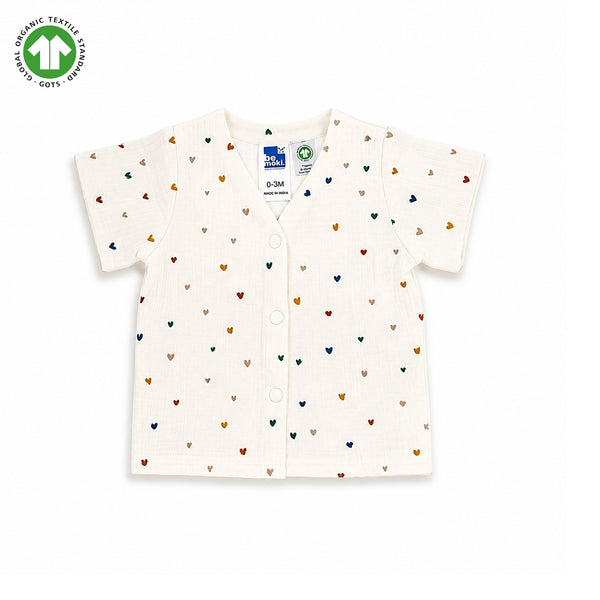 Bamoki™ Organic Cotton Baby Romper (Jhabla) – GOTS Certified Newborn Summer Wear for Boys & Girls | Heart Print