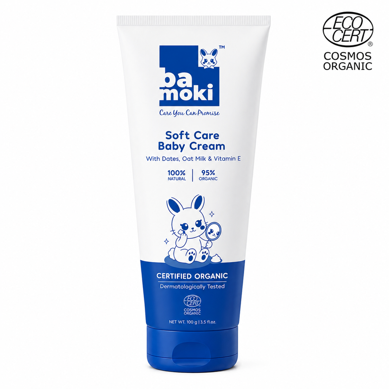 Bamoki™ Soft Care Baby Cream with Dates, Oat Milk & Vitamin E | 100% Natural, 95.6% Organic, 100g