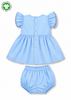 Bamoki™ GOTS-Certified Dutch Canal Floral Jungle Embroidered Frock & Bloomer Set for Baby Girls