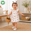Bamoki™ Organic Cotton Baby Girl Cherry Print Frock & Bloomer Set – GOTS Certified Summer Dress with Flutter Sleeves