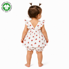 Bamoki™ Organic Cotton Baby Girl Cherry Print Frock & Bloomer Set – GOTS Certified Summer Dress with Flutter Sleeves