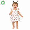 Bamoki™ Organic Cotton Baby Girl Cherry Print Frock & Bloomer Set – GOTS Certified Summer Dress with Flutter Sleeves