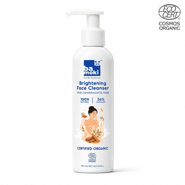 Bamoki™ Brightening Face Cleanser with Sandalwood & Haldi | 100% Natural, 56% Organic, 100ml